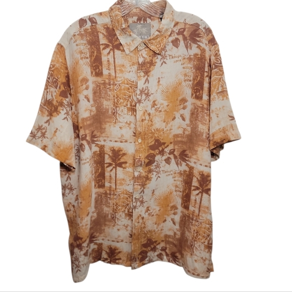Margaritaville short sleeve button down silk linen blend hawaiian shirt size 2XL - Picture 2 of 9